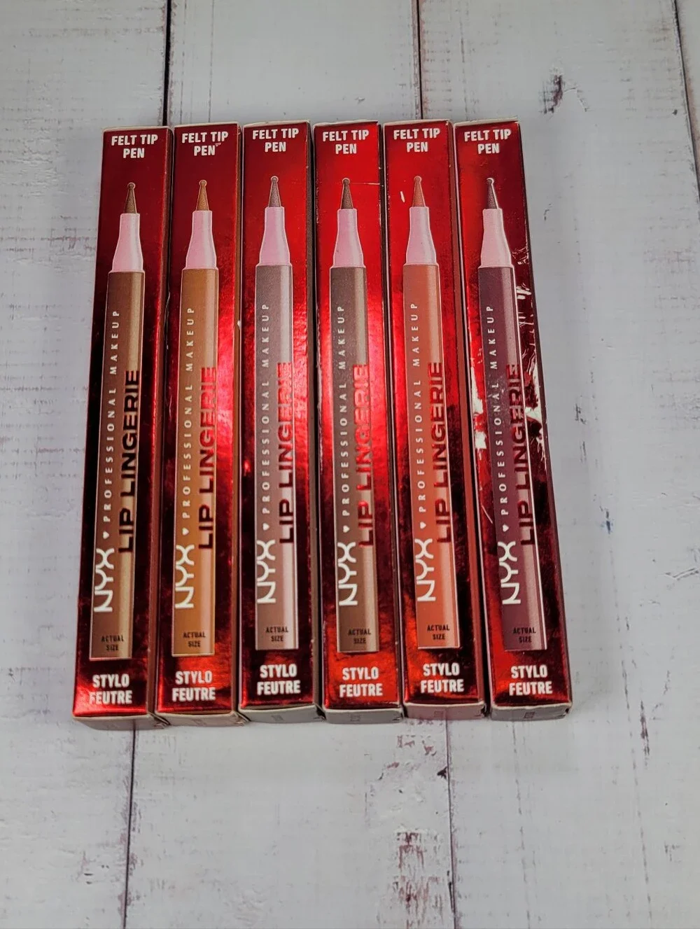 6 Piece NYX Lip Lingerie Lip Liner Stain Bundle BNIB